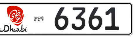Abu Dhabi Plate number 11 6361 for sale - Short layout, Dubai logo, Сlose view