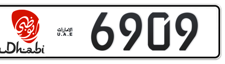 Abu Dhabi Plate number 11 6909 for sale - Short layout, Dubai logo, Сlose view