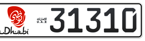 Abu Dhabi Plate number 1 31310 for sale - Short layout, Dubai logo, Сlose view