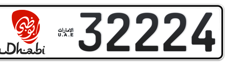 Abu Dhabi Plate number 13 32224 for sale - Short layout, Dubai logo, Сlose view