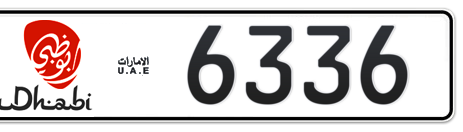 Abu Dhabi Plate number 13 6336 for sale - Short layout, Dubai logo, Сlose view