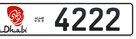Abu Dhabi Plate number 17 4222 for sale - Short layout, Dubai logo, Сlose view