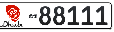 Abu Dhabi Plate number 1 88111 for sale - Short layout, Dubai logo, Сlose view