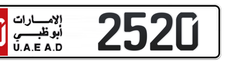 Abu Dhabi Plate number 20 2520 for sale - Short layout, Сlose view