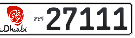 Abu Dhabi Plate number 2 27111 for sale - Short layout, Dubai logo, Сlose view