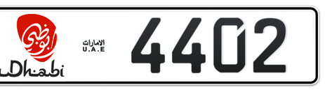 Abu Dhabi Plate number 2 4402 for sale - Short layout, Dubai logo, Сlose view