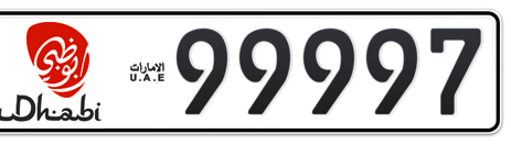 Abu Dhabi Plate number 2 99997 for sale - Short layout, Dubai logo, Сlose view