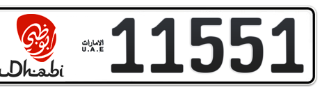 Abu Dhabi Plate number 50 11551 for sale - Short layout, Dubai logo, Сlose view