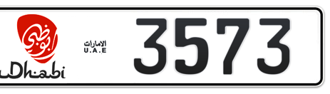 Abu Dhabi Plate number 6 3573 for sale - Short layout, Dubai logo, Сlose view