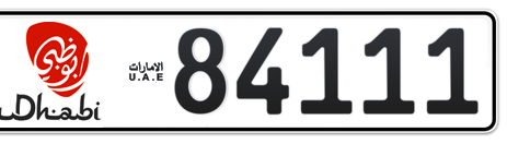 Abu Dhabi Plate number 6 84111 for sale - Short layout, Dubai logo, Сlose view