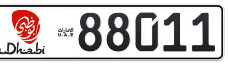 Abu Dhabi Plate number  88011 for sale - Short layout, Dubai logo, Сlose view