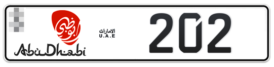 Abu Dhabi Plate number  * 202 for sale - Long layout, Dubai logo, Full view