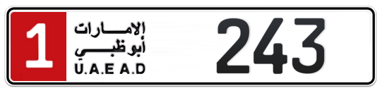 Abu Dhabi Plate number 1 243 for sale - Long layout, Full view