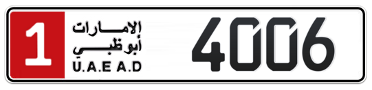 Abu Dhabi Plate number 1 4006 for sale - Long layout, Full view