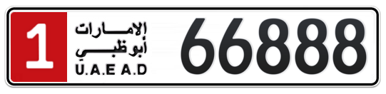 Abu Dhabi Plate number 1 66888 for sale - Long layout, Full view