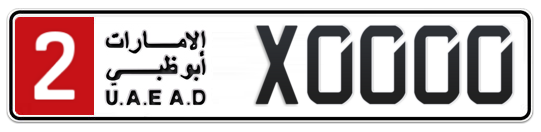 Abu Dhabi Plate number 2 X0000 for sale - Long layout, Full view