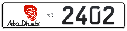 Abu Dhabi Plate number 50 2402 for sale - Long layout, Dubai logo, Full view