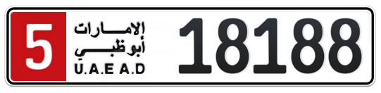 Abu Dhabi Plate number 5 18188 for sale - Long layout, Full view