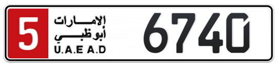 Abu Dhabi Plate number 5 6740 for sale - Long layout, Full view