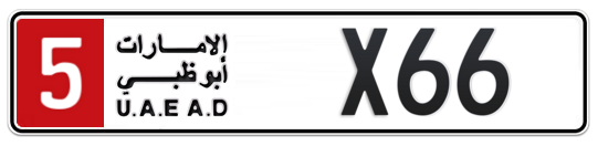 Abu Dhabi Plate number 5 X66 for sale - Long layout, Full view