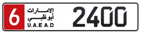 Abu Dhabi Plate number 6 2400 for sale - Long layout, Full view