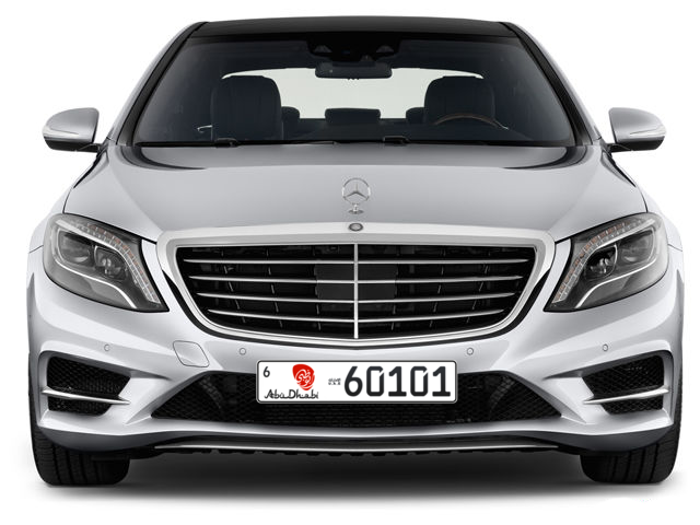 Abu Dhabi Plate number 6 60101 for sale - Long layout, Dubai logo, Full view