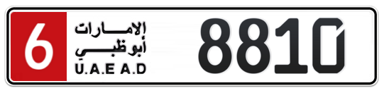 Abu Dhabi Plate number 6 8810 for sale - Long layout, Full view