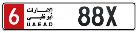 Abu Dhabi Plate number 6 88X for sale - Long layout, Full view