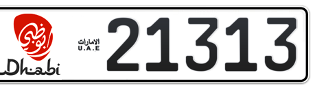 Abu Dhabi Plate number 1 21313 for sale - Long layout, Dubai logo, Сlose view