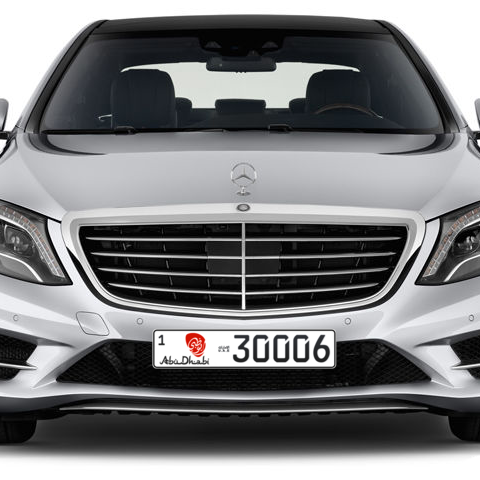 Abu Dhabi Plate number 1 30006 for sale - Long layout, Dubai logo, Сlose view