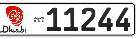 Abu Dhabi Plate number 5 11244 for sale - Long layout, Dubai logo, Сlose view