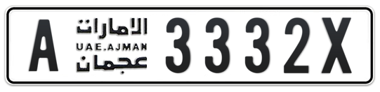 Ajman Plate number A 3332X for sale on Numbers.ae