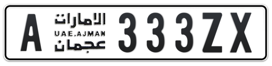 Ajman Plate number A 333ZX for sale on Numbers.ae