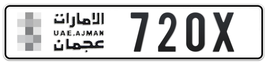 Ajman Plate number  * 720X for sale on Numbers.ae