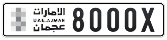 Ajman Plate number  * 8000X for sale on Numbers.ae