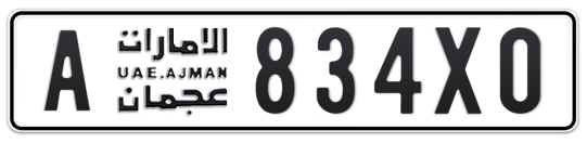 Ajman Plate number A 834X0 for sale on Numbers.ae