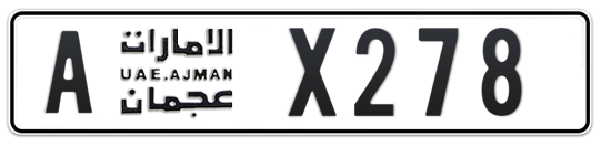 Ajman Plate number A X278 for sale on Numbers.ae