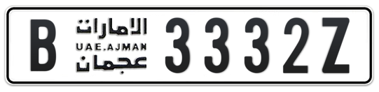 Ajman Plate number B 3332Z for sale on Numbers.ae