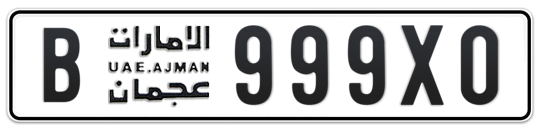 Ajman Plate number B 999X0 for sale on Numbers.ae