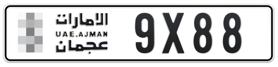 Ajman Plate number  * 9X88 for sale on Numbers.ae