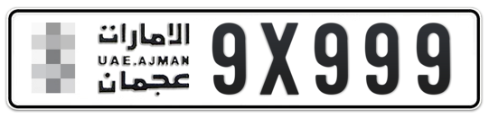  * 9X999 - Plate numbers for sale in Ajman