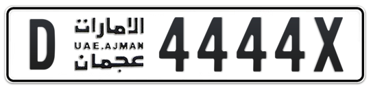 D 4444X - Plate numbers for sale in Ajman