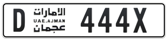 D 444X - Plate numbers for sale in Ajman