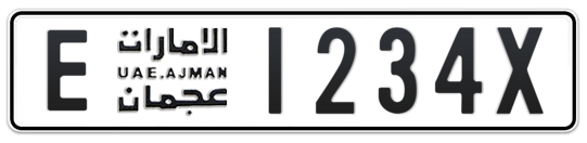 E 1234X - Plate numbers for sale in Ajman