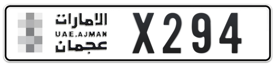 Ajman Plate number  * X294 for sale on Numbers.ae