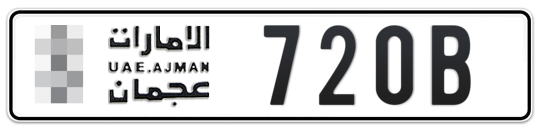 Ajman Plate number  * 720B for sale on Numbers.ae