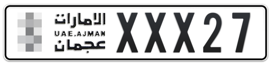 Ajman Plate number  * XXX27 for sale on Numbers.ae