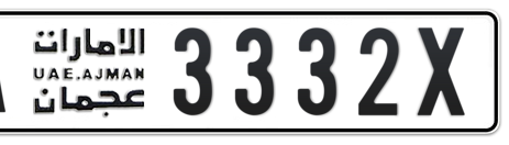 Ajman Plate number A 3332X for sale - Short layout, Сlose view