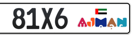 Ajman Plate number B 81X6 for sale - Short layout, Dubai logo, Сlose view