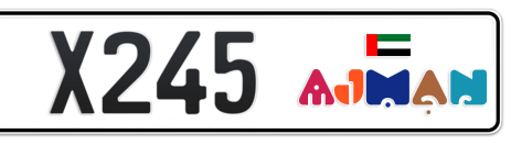 Ajman Plate number B X245 for sale - Short layout, Dubai logo, Сlose view